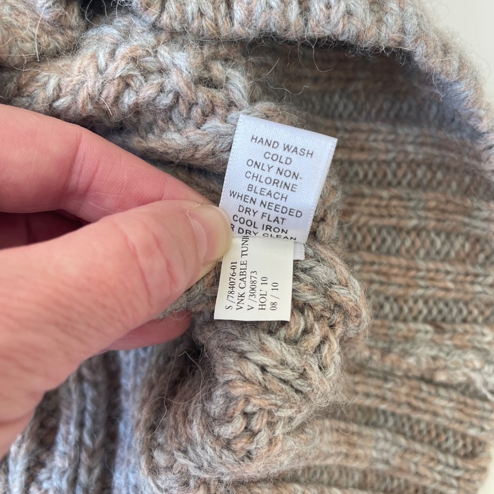 Banana Republic Brown Gray Marled Cable Tunic Sweater XSmall Wool Alpaca EUC - Picture 10 of 10